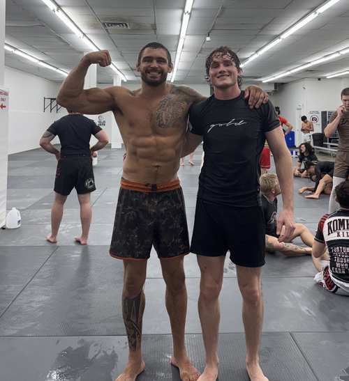 Jacob with Nicky Rod at BJJ training