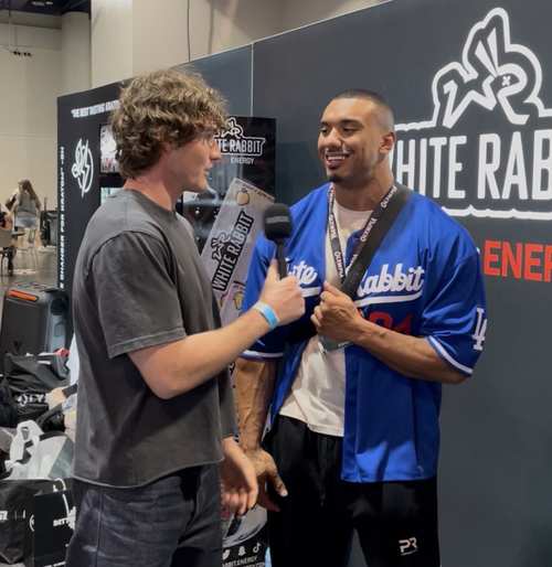 Jacob interviewing Larry Wheels at the Olympia expo