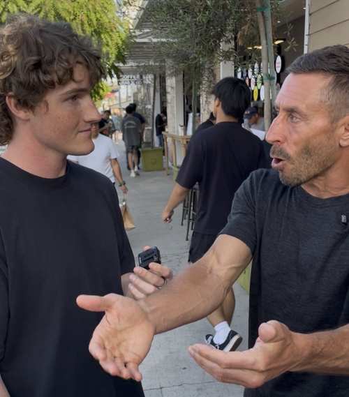 Jacob in a street interview with Paul Saladino